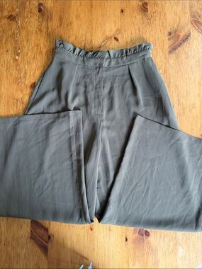 Olive High-Waist Pleated Pants